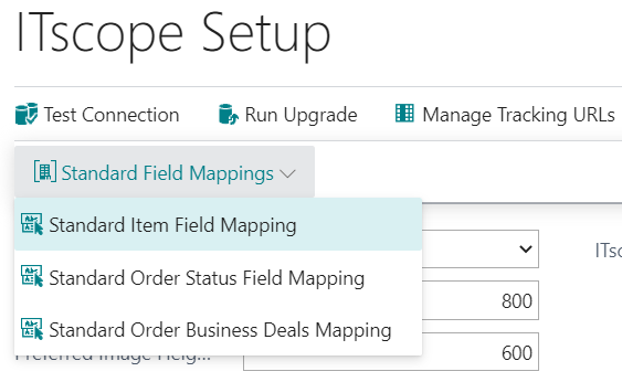 Figure 20 ITscope Setup – Standard Field Mapping